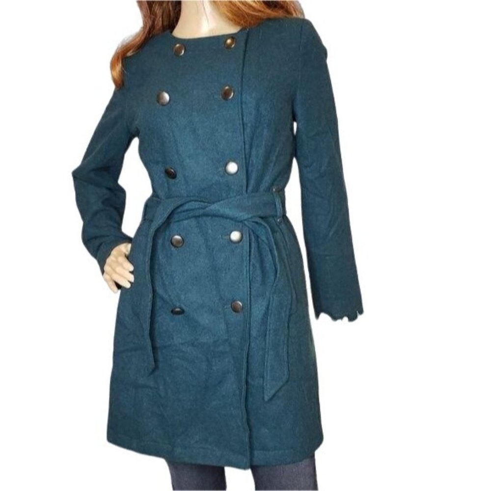 Mossimo double breasted wool blend peacoat long blue winter jacket size small